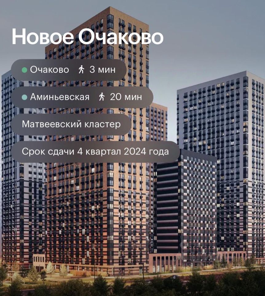 Продаю однокомнатную квартиру 32,4м² к1.1, Москва, Новое Очаково жилой  комплекс, м. Очаково - база ЦИАН, объявление 303904037