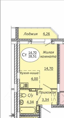 студия, 29 м², этаж 3