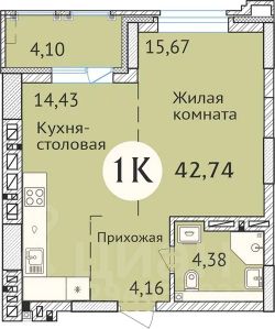 1-комн.кв., 44 м², этаж 8