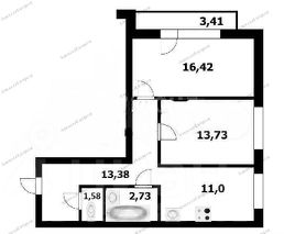 2-комн.кв., 62 м², этаж 16