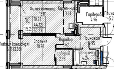 1-комн.кв., 50 м², этаж 5