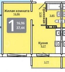 1-комн.кв., 37 м², этаж 6