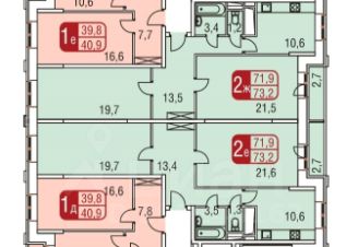 2-комн.кв., 73 м², этаж 19