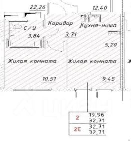 1-комн.кв., 33 м², этаж 4