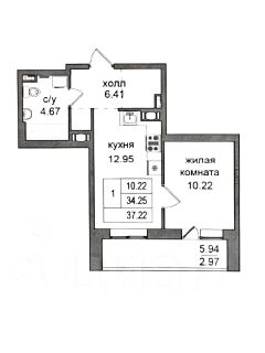 1-комн.кв., 37 м², этаж 9