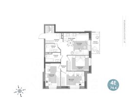 4-комн.кв., 74 м², этаж 7