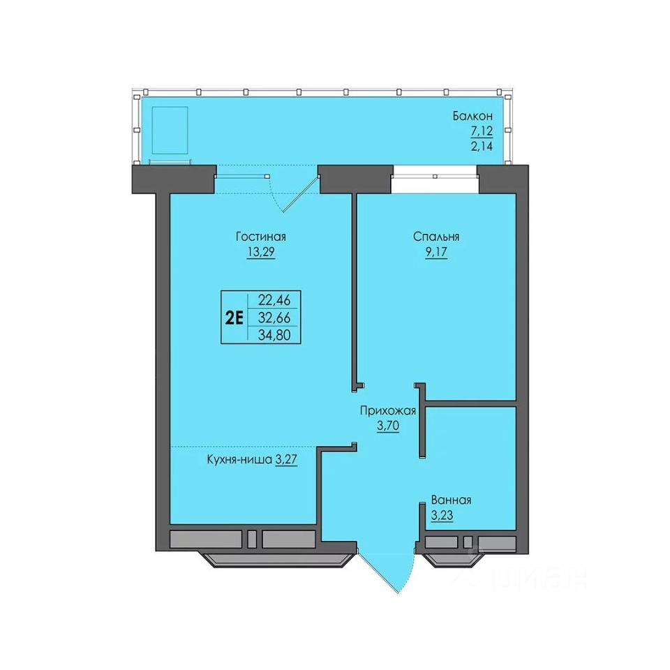 Продажа двухкомнатной квартиры 34,8м² ул. Сергея Есенина, 9А, Пермь,  Пермский край - база ЦИАН, объявление 302999215