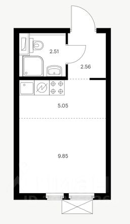 студия, 20 м², этаж 5