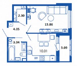 1-комн.кв., 37 м², этаж 10