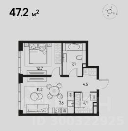 2-комн.кв., 47 м², этаж 9