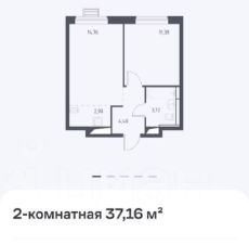 2-комн.кв., 37 м², этаж 2