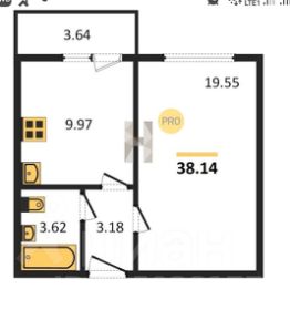 1-комн.кв., 36 м², этаж 7