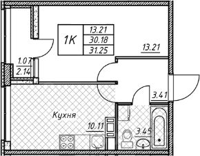 1-комн.кв., 31 м², этаж 10