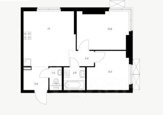 2-комн.кв., 48 м², этаж 33
