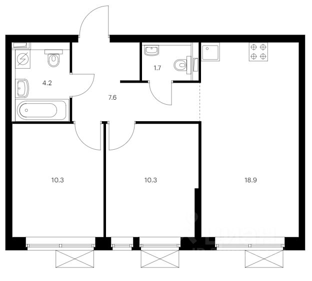 Продается2-комн.квартира,53м²