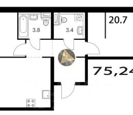 2-комн.кв., 75 м², этаж 5