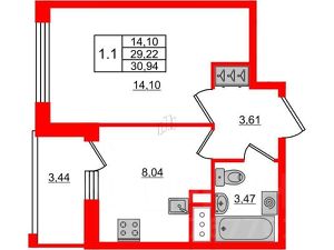 1-комн.кв., 31 м², этаж 10