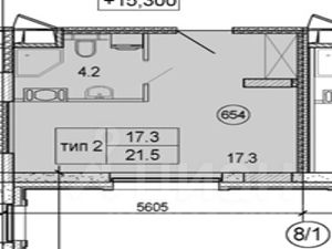 апарт.-студия, 22 м², этаж 6