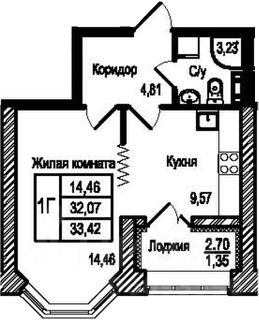 1-комн.кв., 33 м², этаж 9