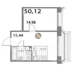 1-комн.кв., 50 м², этаж 7