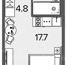 апарт.-студия, 27 м², этаж 11