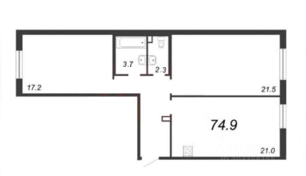 Продается3-комн.квартира,74,9м²