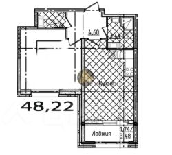 1-комн.кв., 48 м², этаж 5