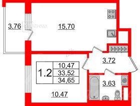 1-комн.кв., 34 м², этаж 3