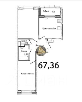 2-комн.кв., 67 м², этаж 9