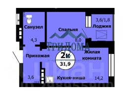 2-комн.кв., 32 м², этаж 5