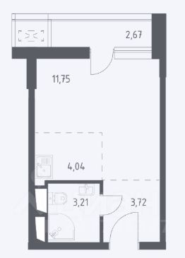 апарт.-студия, 25 м², этаж 12