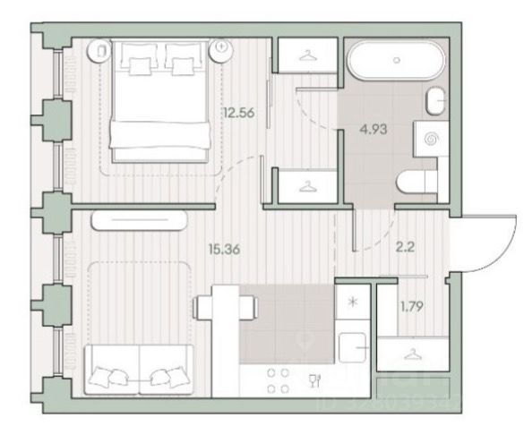 Продажа однокомнатной квартиры 36.84м² Москва, ЗАО, р-н Кунцево, 48-й ...