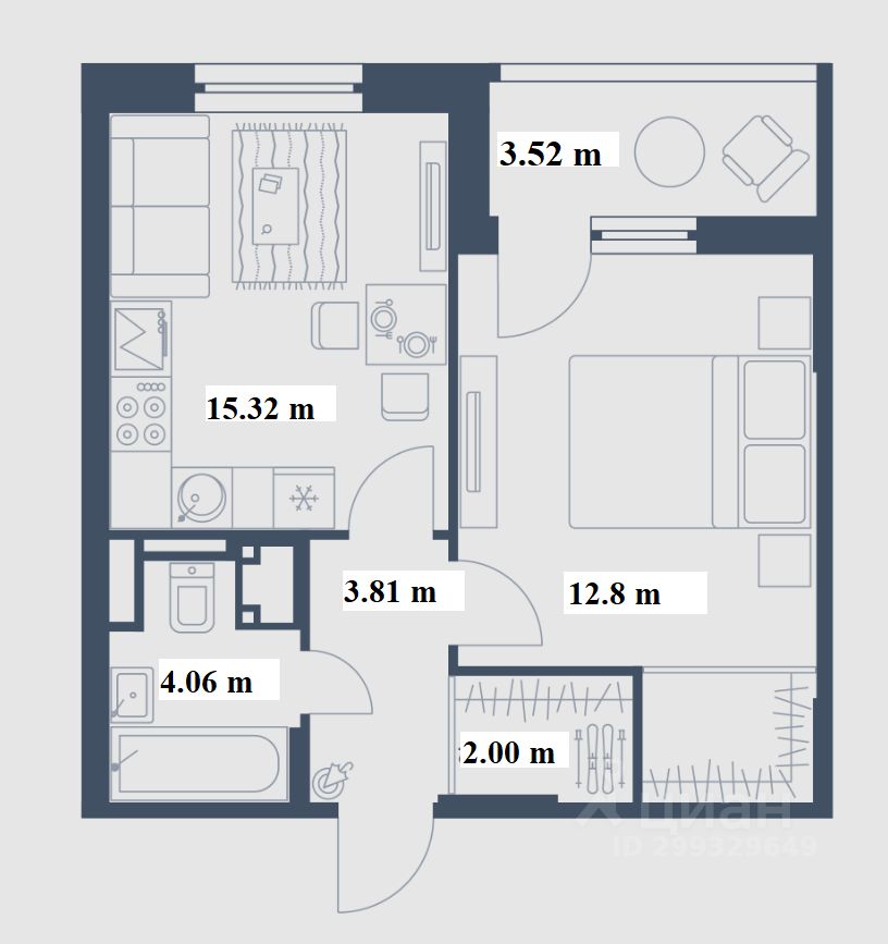 Продается2-комн.квартира,37,03м²