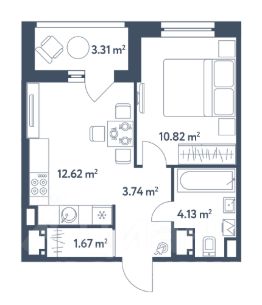 1-комн.кв., 35 м², этаж 9
