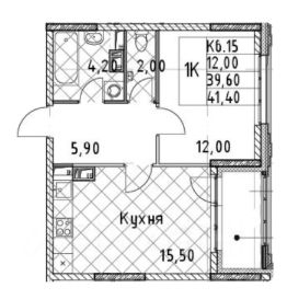 1-комн.кв., 41 м², этаж 4