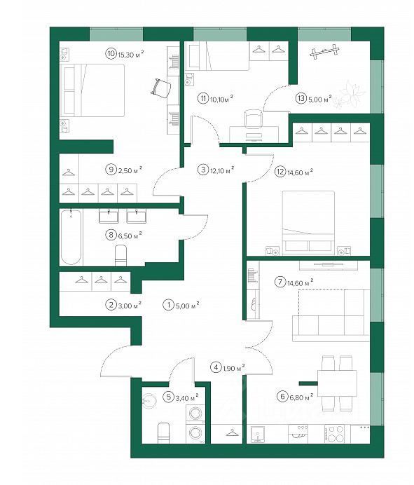 Продается3-комн.квартира,98,3м²