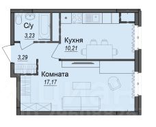 1-комн.кв., 34 м², этаж 3