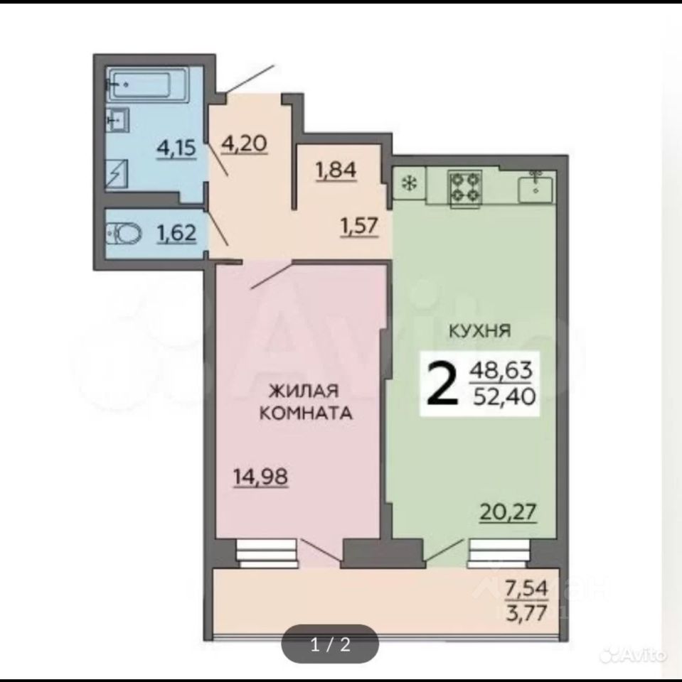 Купить двухкомнатную квартиру 54,2м² ул. 9 Января, 233/54, Воронеж,  Воронежская область - база ЦИАН, объявление 300144354