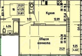 1-комн.кв., 52 м², этаж 5