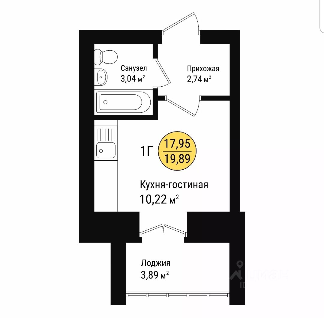 Продажа однокомнатной квартиры 19,9м² Козьмодемьянский тракт, Йошкар-Ола,  Марий Эл респ. - база ЦИАН, объявление 300661765