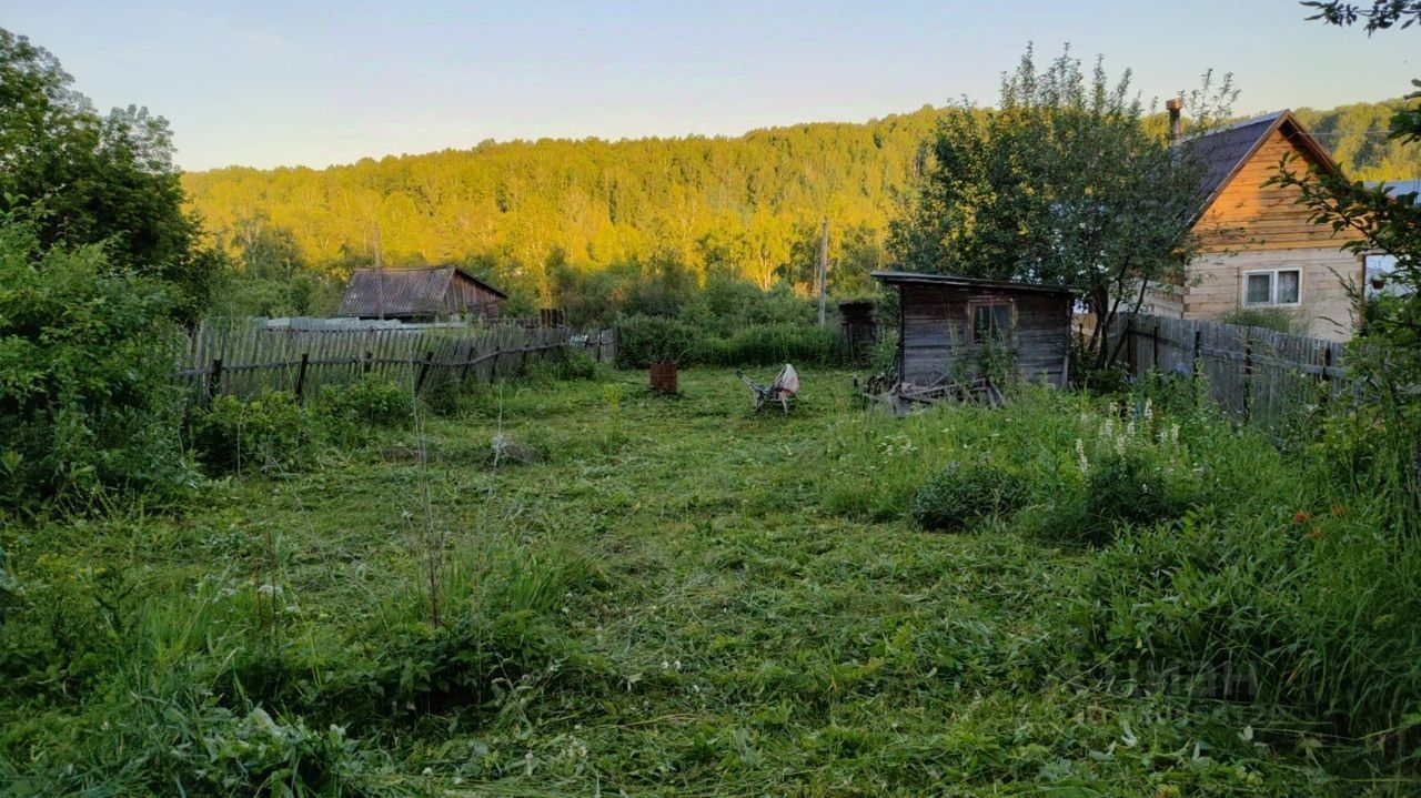 На фотографии изображен участок земли с ухоженной травой и несколькими постройками. Вдалеке видна деревянная дача с окнами, обшитая светлым деревом, и крышей из металлочерепицы. Слева расположена небольшая хозяйственная постройка, выполненная из темного дерева. Участок окружен деревянным забором, который создает уединение. На земле видны остатки скошенной травы и несколько кустарников, что придает участку ухоженный вид. Пространство выглядит просторным и открытым, с возможностью для дальнейшего обустройства.